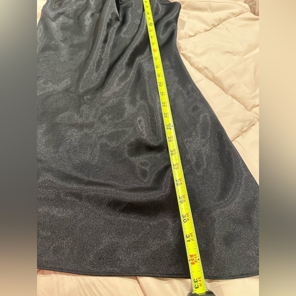 Winlar black slip dress, midi, wide straps, flowing, fairy, satin, SP - Picture 6 of 7